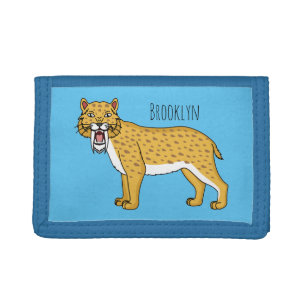 Saber-toothed tiger illustration tri-fold wallet