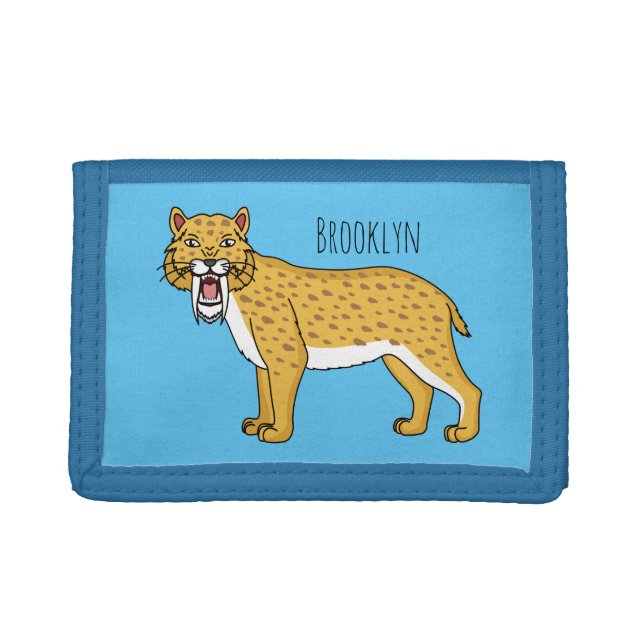 Saber-toothed tiger illustration trifold wallet (Front)