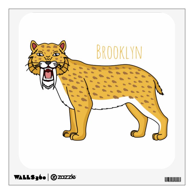 Saber-toothed tiger illustration wall decal (Front)