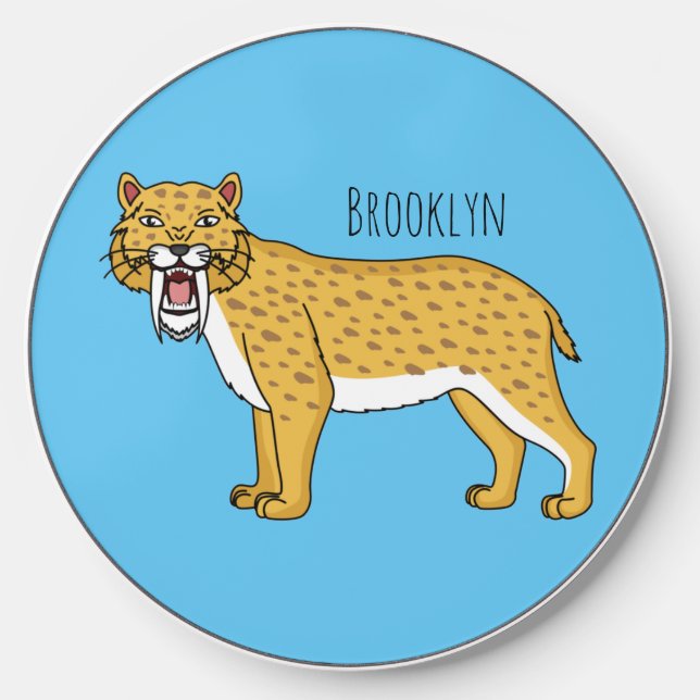 Saber-toothed tiger illustration wireless charger  (Front)