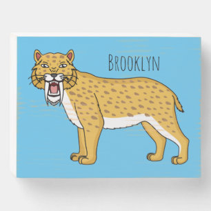 Saber-toothed tiger illustration wooden box sign
