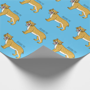 Saber-toothed tiger illustration wrapping paper