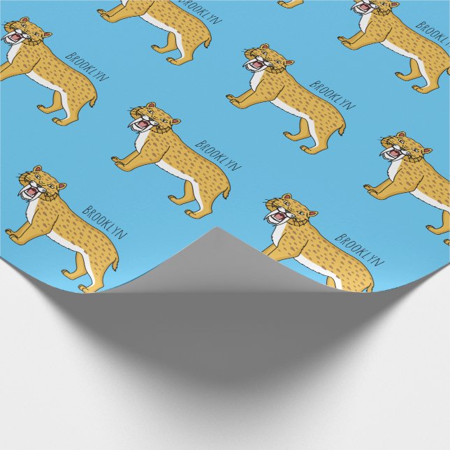 Saber-toothed tiger illustration wrapping paper (Corner)