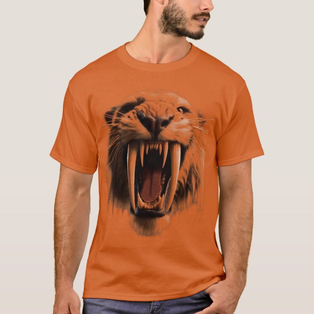 Saber Toothed Tiger Large Face T-Shirt (Front)