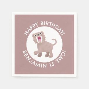 Saber Toothed Tiger Smilodon personalized birthday Napkins