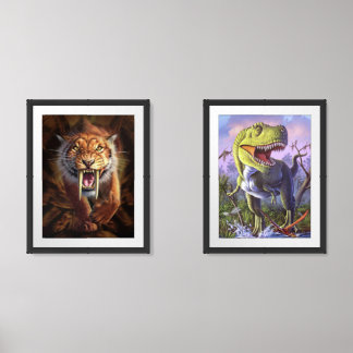 Sabertooth and green rex wall art sets