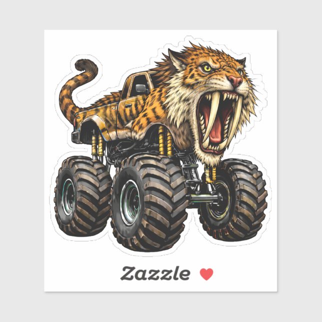 Sabertooth Tiger Off-Road Monster Truck Sticker (Sheet)