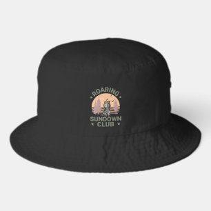 Sabertooth Tiger Retro Forest Sunset Club Bucket Hat