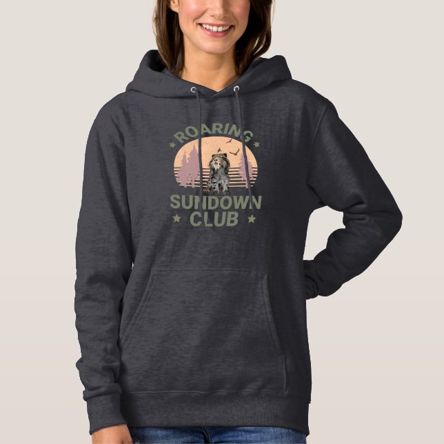 Sabertooth Tiger Retro Forest Sunset Club Hoodie (Front)