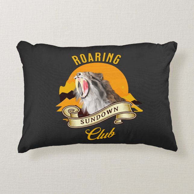 Sabertooth Tiger Retro Sunset Adventure Club Accent Pillow (Front)