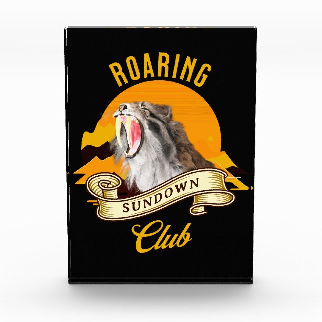 Sabertooth Tiger Retro Sunset Adventure Club Photo Block (Front)