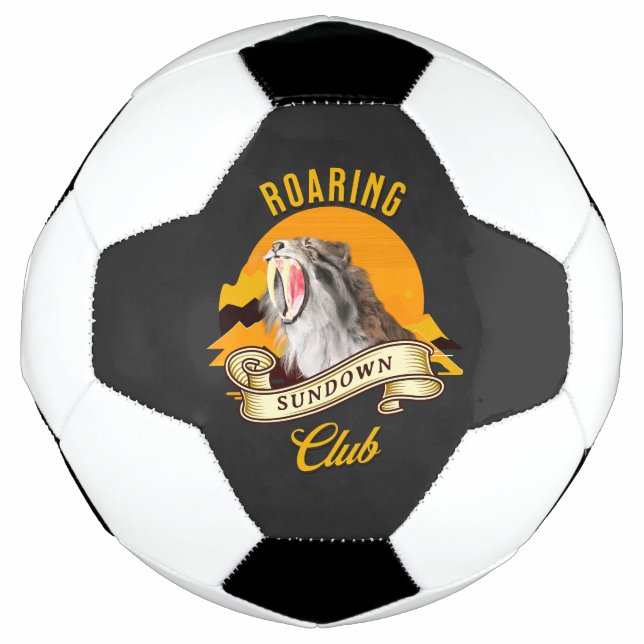 Sabertooth Tiger Retro Sunset Adventure Club Soccer Ball (Front)