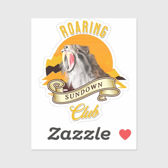 Sabertooth Tiger Retro Sunset Adventure Club Sticker (Sheet)
