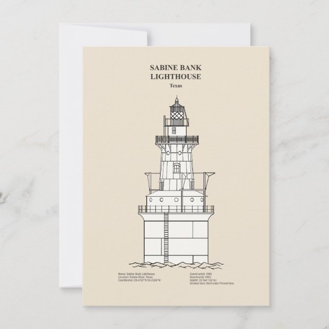 Sabine Bank Lighthouse - Texas - SBD Note Card (Front)