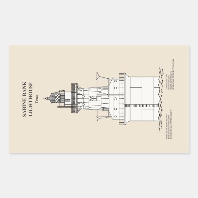 Sabine Bank Lighthouse - Texas - SBD Rectangular Sticker (Front)