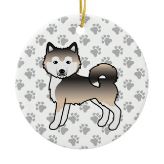 Sable Alaskan Malamute Cute Cartoon Dog Ceramic Ornament