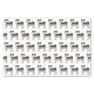 Sable Alaskan Malamute Cute Cartoon Dog Pattern Tissue Paper