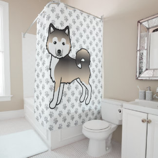 Sable Alaskan Malamute Cute Cartoon Dog Shower Curtain