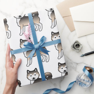 Sable Alaskan Malamute Cute Dog Pattern Wrapping Paper