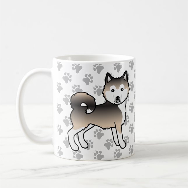 Sable Alaskan Malamute Cute Dog & Paws Coffee Mug (Left)