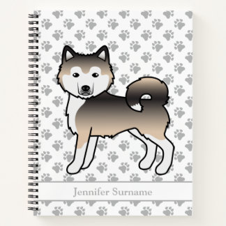 Sable Alaskan Malamute Dog &amp; Custom Text Notebook