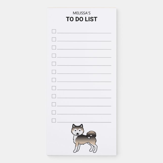 Sable Alaskan Malamute Dog To Do List Magnetic Notepad (Front)