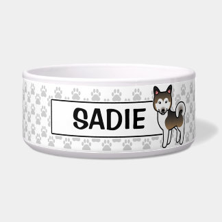Sable And White Alaskan Malamute Dog Illustration Bowl