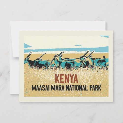 Sable antelope of Kenya Maasai Mara National Park Postcard