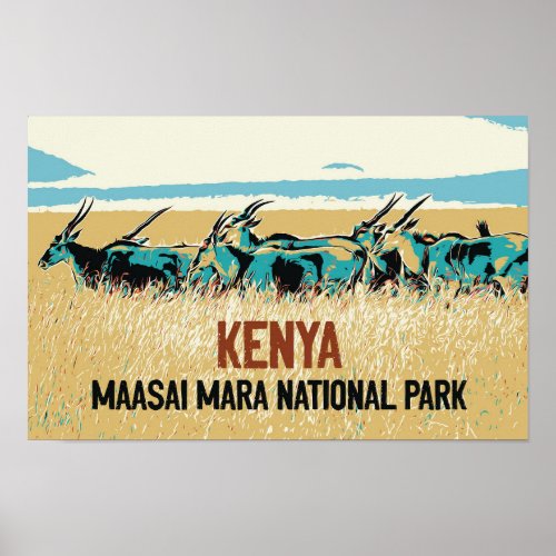 Sable antelope of Kenya Maasai Mara National Park Poster