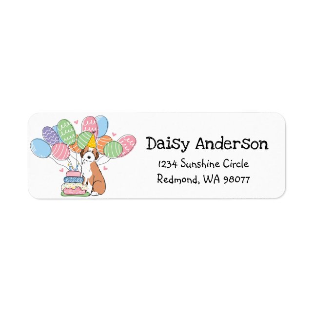 Sable Aussiedoodle Birthday Return Address Label (Front)