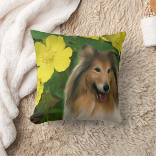 Sable Collie Dog Art Throw Pillow
