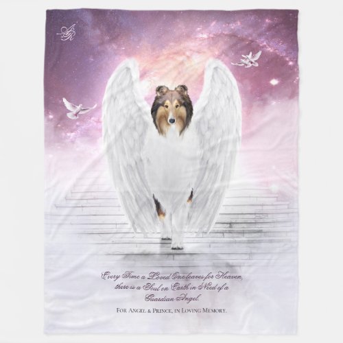 Sable Collie Guardian Angel Stairs to Heaven _ Fleece Blanket