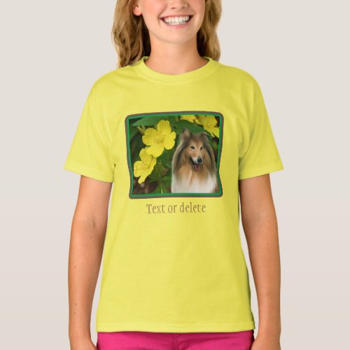 Sable Collie Yellow Primrose Dog Art Personalized T_Shirt