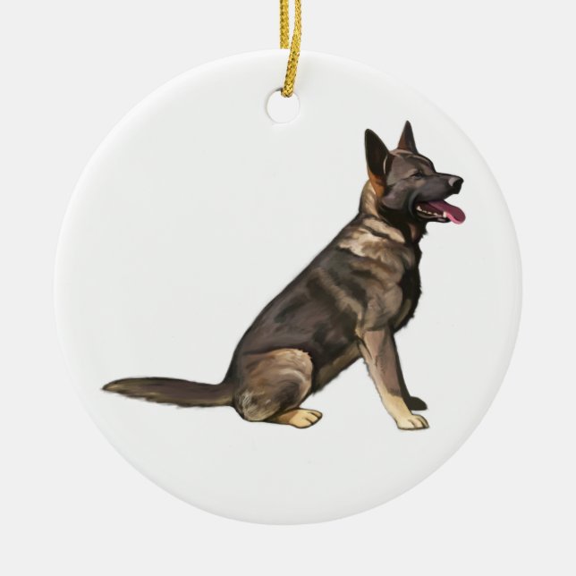 Sable German Shepherd Dog Ceramic Ornament (Front)