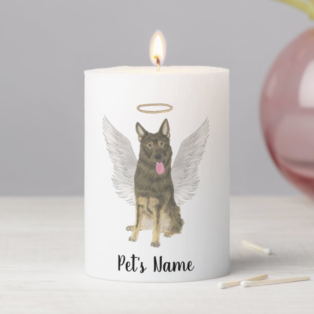 Sable German Shepherd Pillar Candle (In Situ)