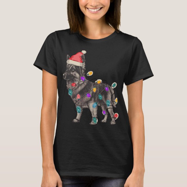 SABLE GERMAN SHEPHERD WITH SANTA CLAUS HAT CHRISTM T-Shirt (Front)