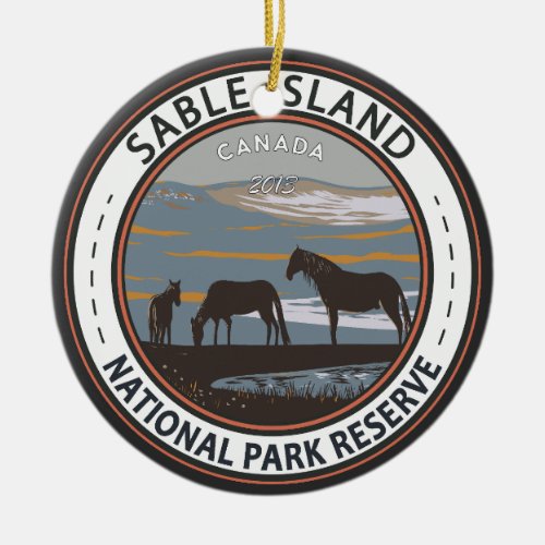 Sable Island National Park Reserve Canada Badge Ceramic Ornament