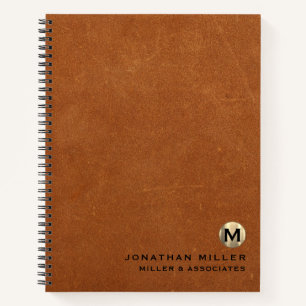 Sable Leather Luxury Gold Initial Logo Notebook