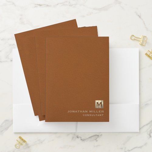 Sable Luxury Gold Monogram Pocket Folder