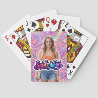 Sable Noon Beauty Pose #1 With Colorful Background Poker Cards