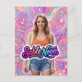 Sable Noon Beauty Pose #1 With Colorful Background Postcard
