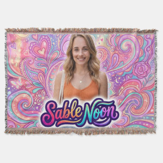 Sable Noon Beauty Pose #1 With Colorful Background Throw Blanket