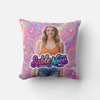 Sable Noon Beauty Pose #1 With Colorful Background Throw Pillow