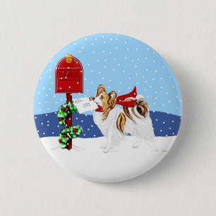 Sable Papillon Christmas Mail Pinback Button