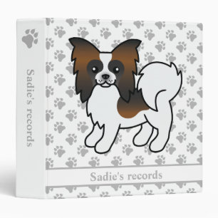 Sable Papillon Cute Cartoon Dog & Text 3 Ring Binder