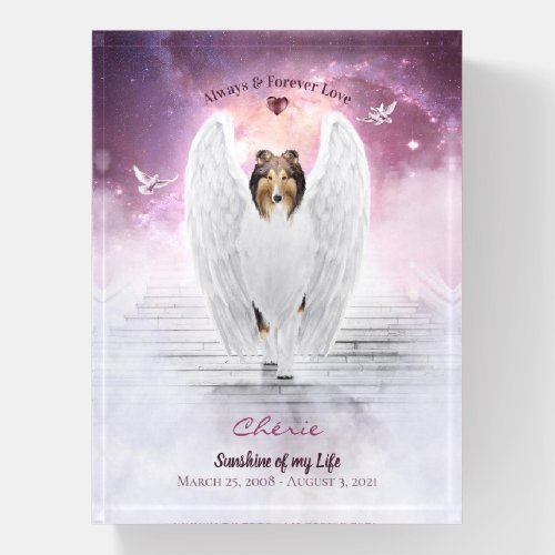 Sable Rough Collie Angel Dog Heaven _ Pet Memorial Paperweight