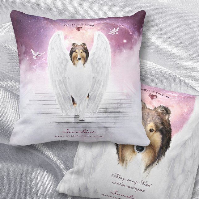Sable Rough Collie Angel Dog Heaven - Pet Memorial Throw Pillow (Creator Uploaded)