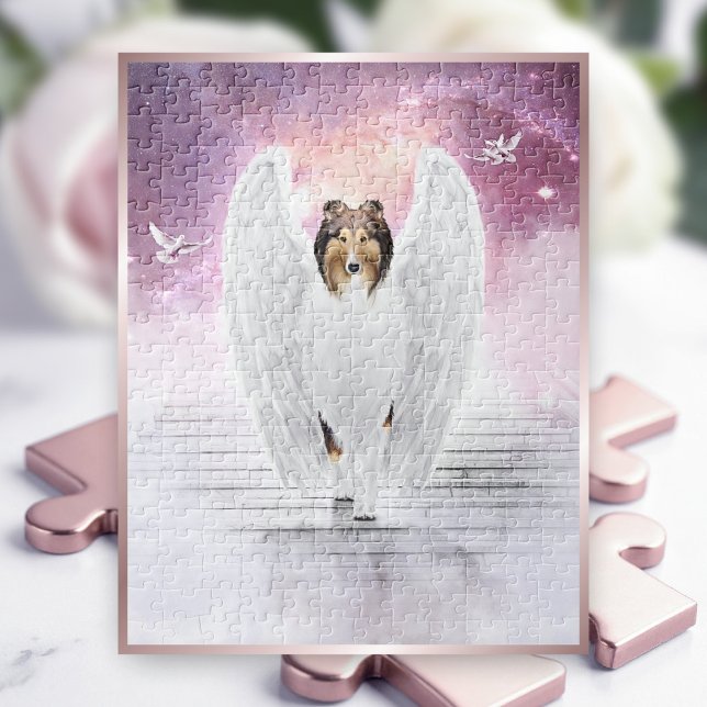 Sable Rough Collie Angel on Stairs to Dog Heaven - Jigsaw Puzzle (Creator Uploaded)