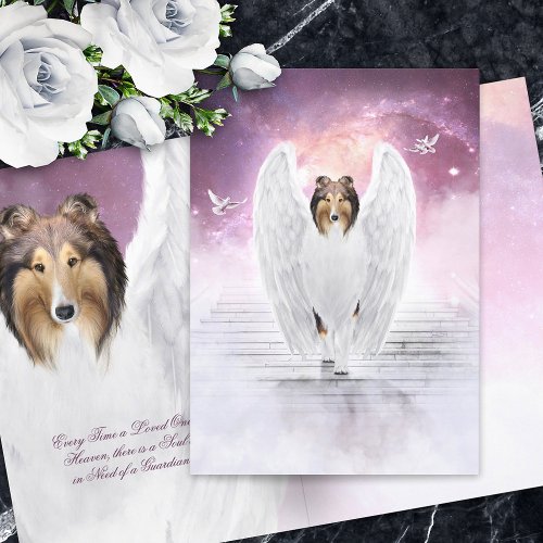 Sable Rough Collie Angel _ Pet Loss Condolence Card