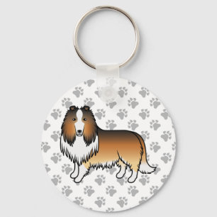 Sable Rough Collie Cute Cartoon Dog Keychain